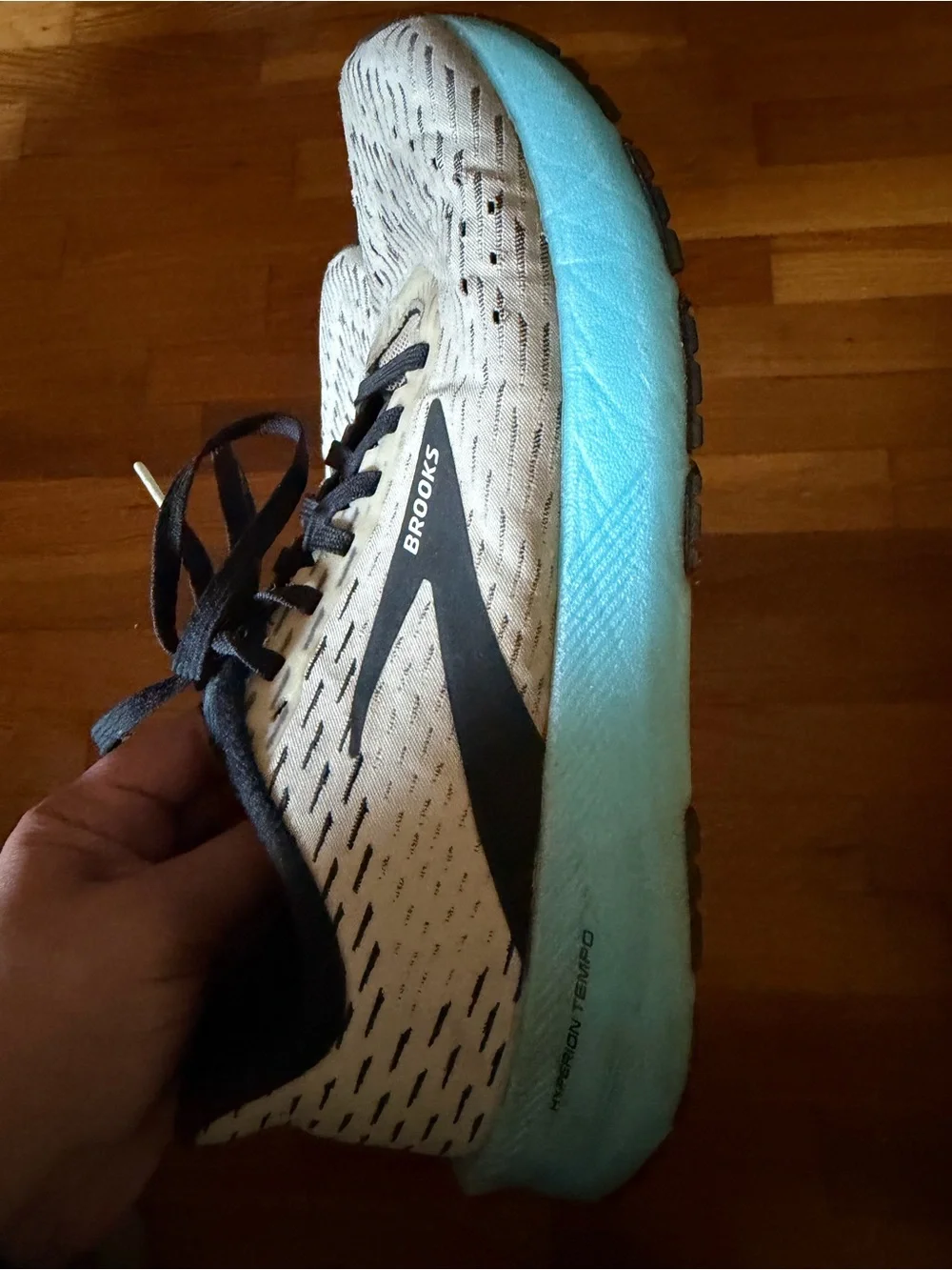 Brooks Hyperion Temps Light Gray and Blue Running Sneakers